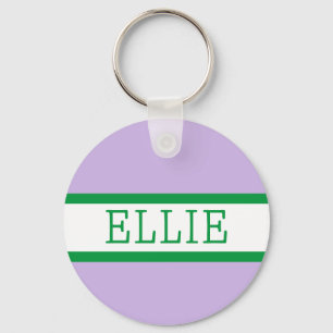 Purple Green Preppy Personalised Backpack Tag Key Ring