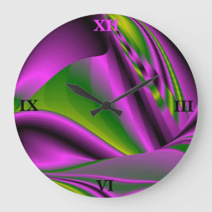 purple green Rainbow Large Clock