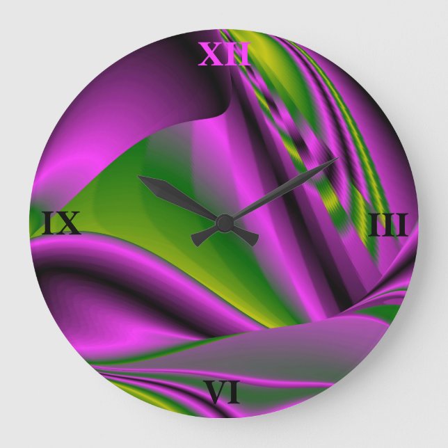 purple green Rainbow Large Clock (Front)