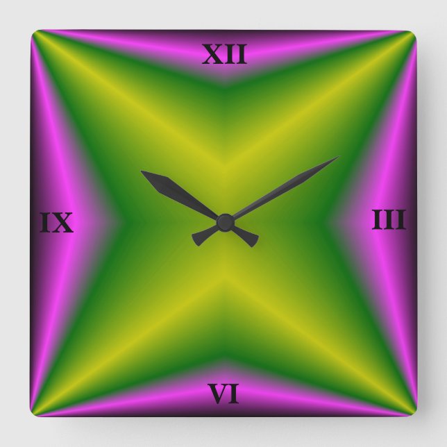 purple green Rainbow Square Wall Clock (Front)