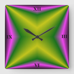purple green Rainbow Square Wall Clock