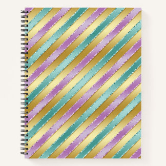 PURPLE & GREEN RIBBON LOOK PATTERNS NOTEBOOK