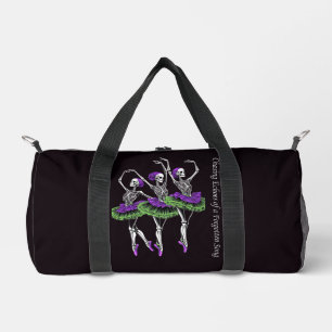 Purple Green Skeleton Ballerina Chasing Echoes Duffle Bag