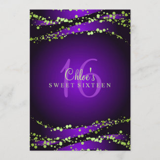 Purple & Green Stardust | Sweet 16 Invitation