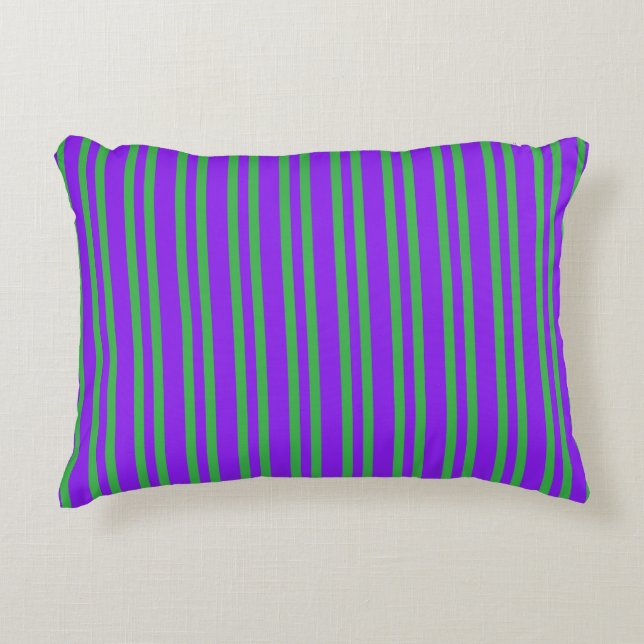 Purple Green Stripes Seamless Pattern Decorative Cushion (Front)