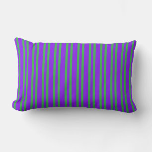 Purple Green Stripes Seamless Pattern Lumbar Cushion