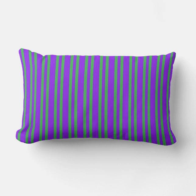 Purple Green Stripes Seamless Pattern Lumbar Cushion (Front)