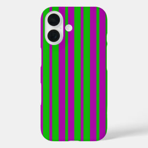 Purple Green Stylish Stripes Pattern Design  iPhone 16 Case