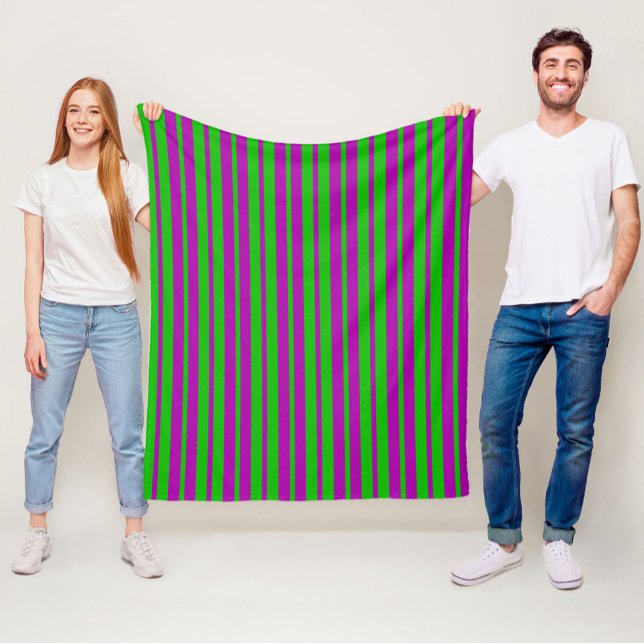 Purple Green Stylish Stripes Pattern Design  Fleece Blanket (Creator Uploaded)