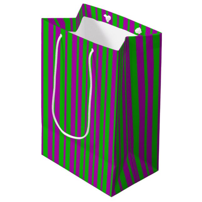 Purple Green Stylish Stripes Pattern Design  Medium Gift Bag (Creator Uploaded)