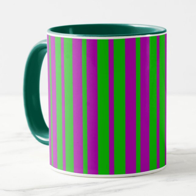 Purple Green Stylish Stripes Pattern Design  Mug (Creator Uploaded)