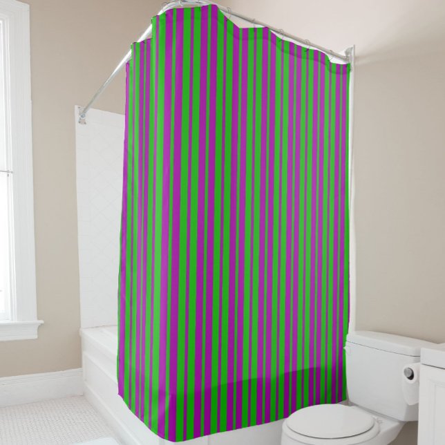 Purple Green Stylish Stripes Pattern Design  Shower Curtain (Creator Uploaded)