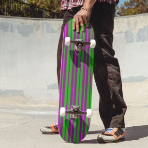 Purple Green Stylish Stripes Pattern Design Skateboard
