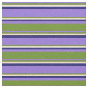 Purple, Green, Tan & Midnight Blue Lines Fabric