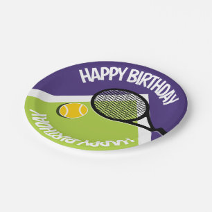Purple - green tennis court 2 , customisable paper plate