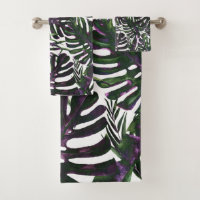 Purple Green Tropical Palm Leaves Summer Island