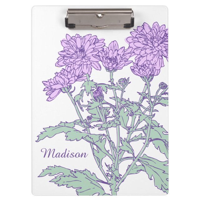 Purple green white floral clipboard (Front)