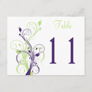 Purple Green White Floral Table Number Postcard
