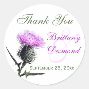 Purple, Green, White Thistle 1.5" Diameter Sticker