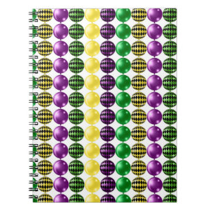 PURPLE GREEN YELLOW MARDI GRAS BEADS NOTEBOOK