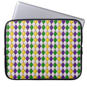 PURPLE GREEN YELLOW MARDI GRAS DIAMOND PATTERN LAPTOP SLEEVE