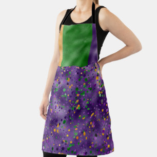 PURPLE GREEN YELLOW MARDI GRAS POLKA DOTS APRON