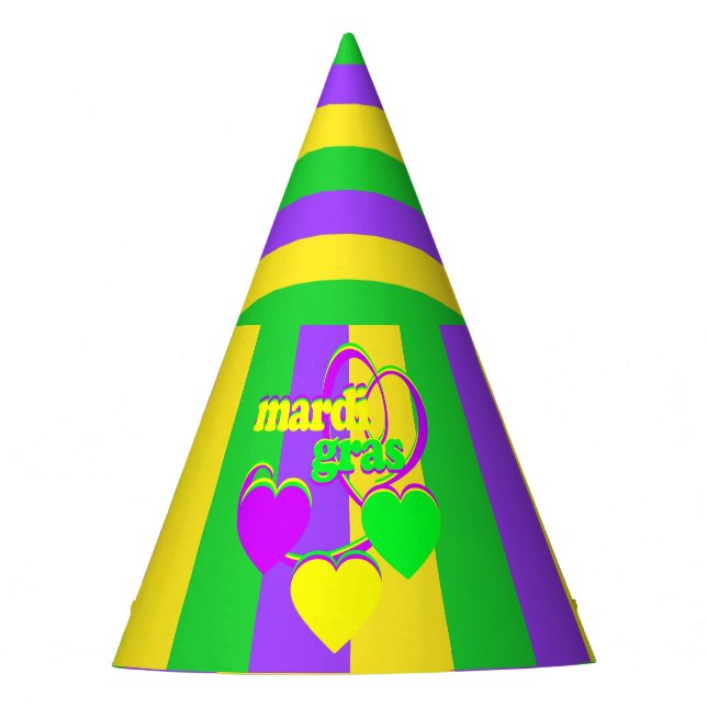 Purple Green Yellow New Orleans Mardi Gras Party Hat (Front)