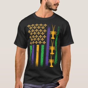 Purple Green Yellow USA Flag Crawdaddy fat  Mardi  T-Shirt