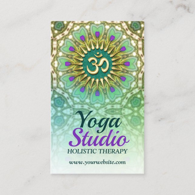 Purple Green Yoga Holistic Energy Business Cards (Front)
