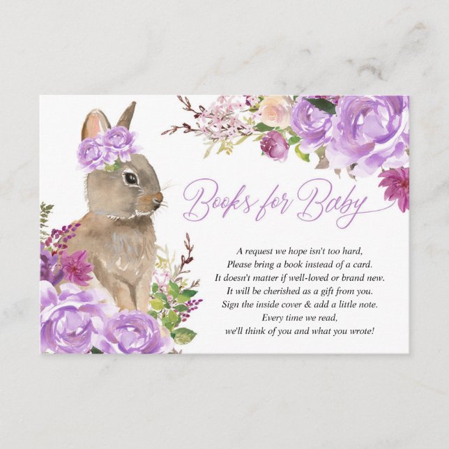 Purple greenery Easter bunny book instead of card (Front)