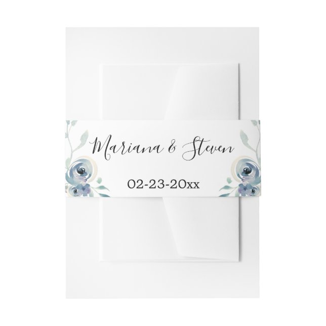 Purple Greenery Floral Elegant Wedding  Invitation Belly Band (Front Example)