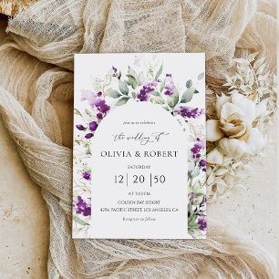 Purple Greenery Lavender Arch Wedding Invitations