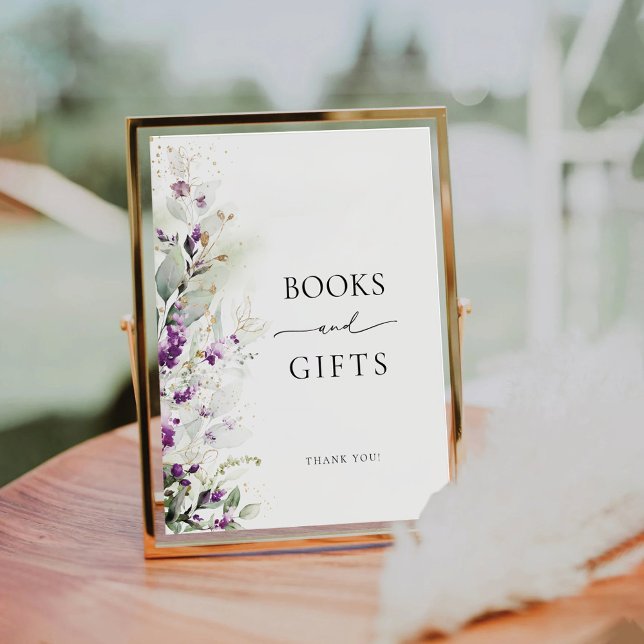 Purple Greenery Lavender Books and Gifts Sign (Creator Uploaded)