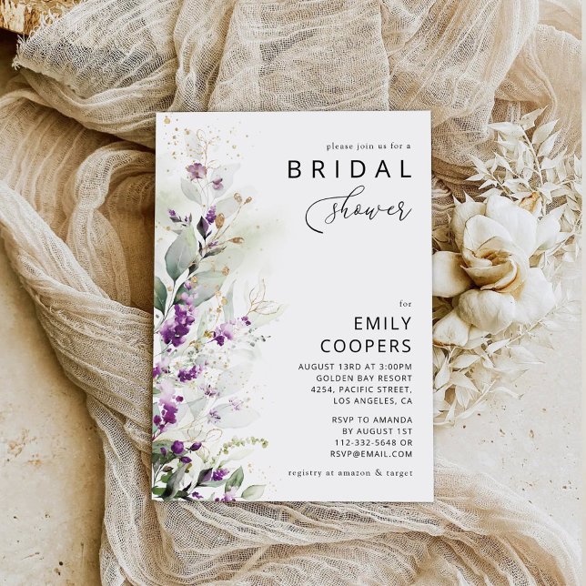 Purple Greenery Lavender Bridal Shower Invitation (Creator Uploaded)
