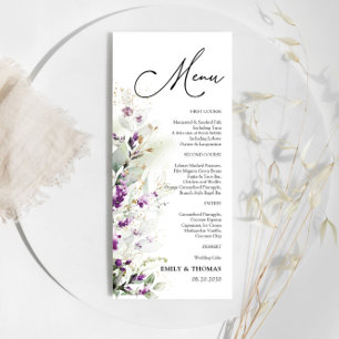 Purple Greenery Lavender Bridal Shower Menu