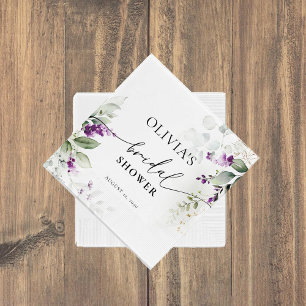 Purple Greenery Lavender Bridal Shower Napkins