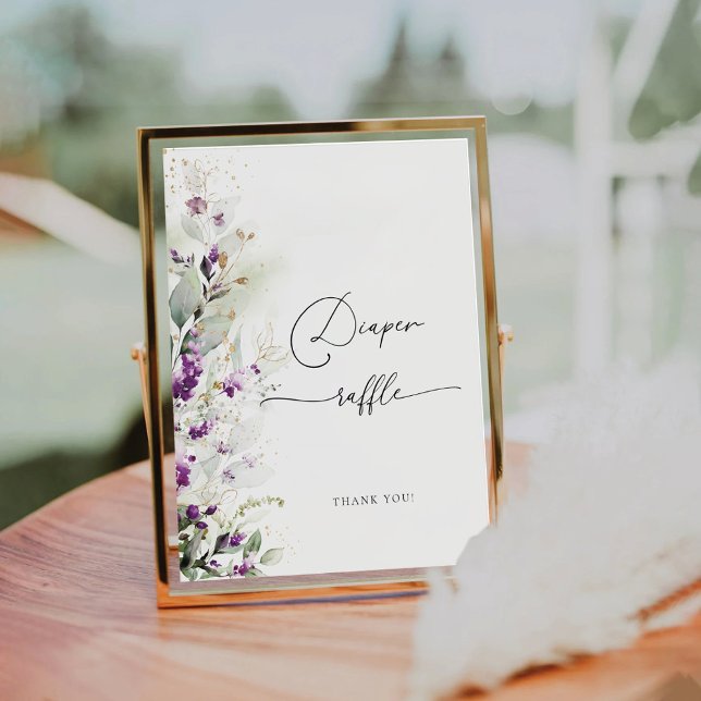 Purple Greenery Lavender Diaper Raffle Sign (Creator Uploaded)