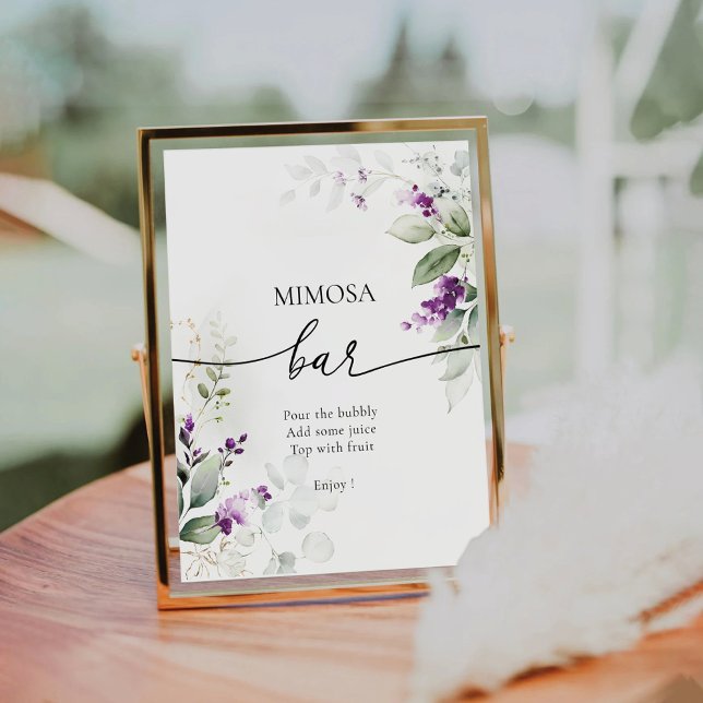 Purple Greenery Lavender Mimosa Bar Sign (Creator Uploaded)