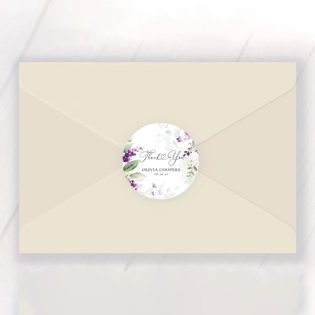 Purple Greenery Lavender Thank You Sticker (Creator Uploaded)