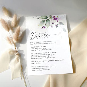 Purple Greenery Lavender Wedding Enclosure Card