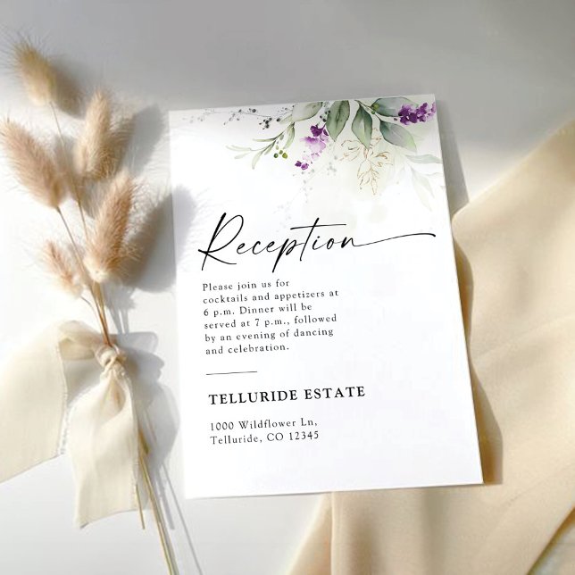 Purple Greenery Lavender Wedding Enclosure Cards (Creator Uploaded)