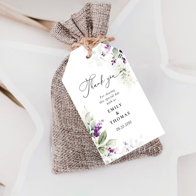 Purple Greenery Lavender Wedding Gift Tag (Creator Uploaded)