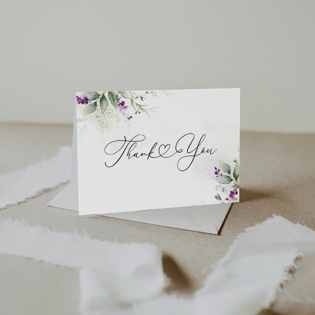 Purple Greenery Thank You Card (Creator Uploaded)