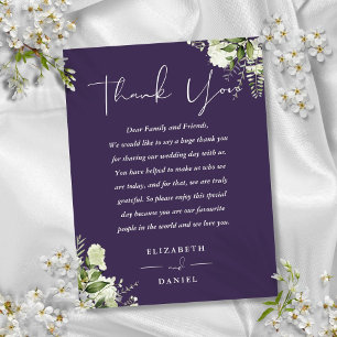 Purple Greenery Thank You Wedding Place Card