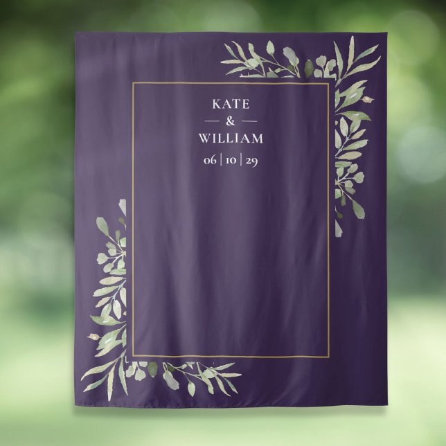 Purple Greenery Wedding Photo Booth Backdrop Tapestry (Purple Greenery Wedding Photo Booth Backdrop)