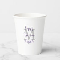 Purple Grey and White Monogrammed Retirement Party