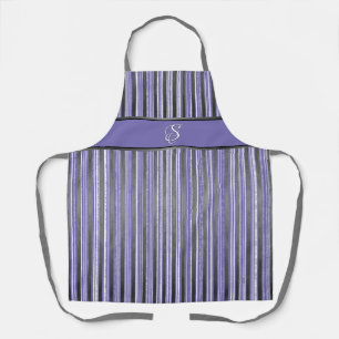 Purple, Grey, and White Stripes Apron