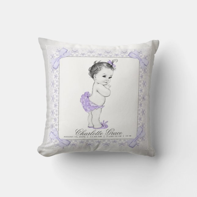 Purple Grey Baby Girl Nursery Baby Pillow (Front)