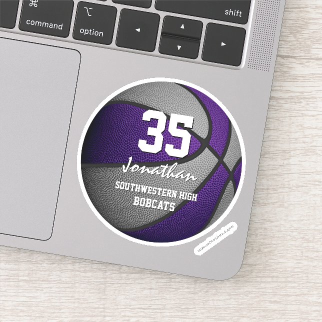 Purple grey basketball team colours gifts (Detail)