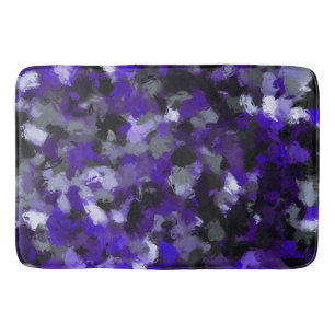 Purple, Grey, Black and Blue Abstract Bath Mat